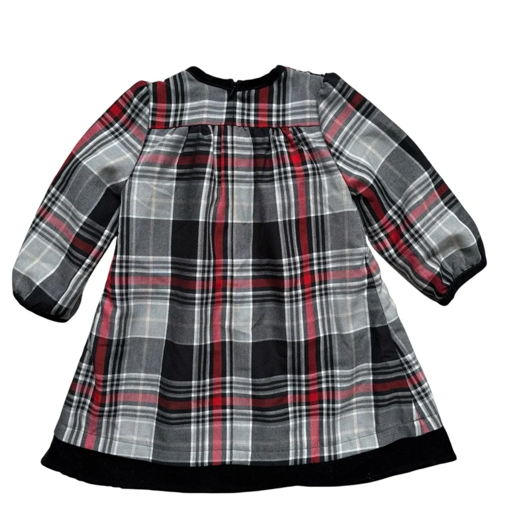 Hanna Andersson Christmas Dress Plaid Black Red Baby Toddler Girls Size 3